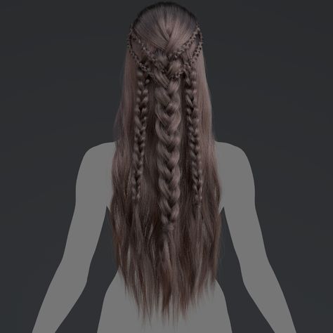 Warrior Female Hairstyles, Avatar Braided Hairstyles, Brunette Viking Hair, Star Wars Female Hairstyles, Difficult Braided Hairstyles, Avatar Dr Hairstyles, Elven Hairstyles Female, Warrior Women Hairstyles, Elfish Hairstyle