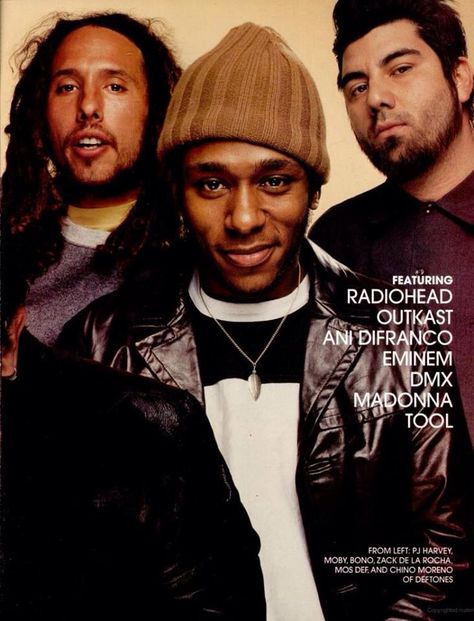 Zack de la rocha, def mos, and chino ❤️ Tim Commerford, Ani Difranco, Spin Magazine, Mos Def, Rage Against The Machine, Music Aesthetic, Hip Hop Culture, Post Punk