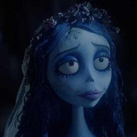 Emily from Corpse Bride (2005)    One of the most beautiful characters ever. Sometimes I wish I look like her and then I remember she is a claymation, reanimated corpse. Corpse Bride, Blue Hair, Makeup, Hair, Blue, Make Up