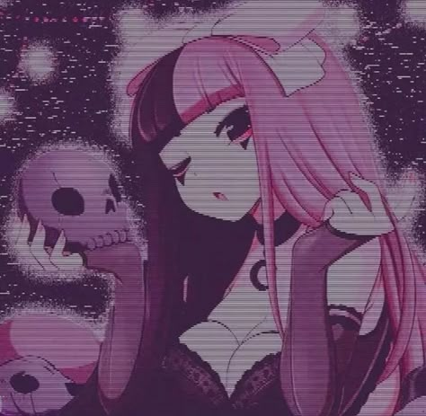 Aesthetic Goth, Profile Pic, Pink Hair, Anime, Hair, Pink