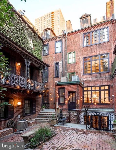 Philadelphia Apartment, Glass Door Refrigerator, Rustic Hallway, Tiled Hallway, Classic Tile, Historic House, Beautiful Dining Rooms, Casement Windows, Philadelphia Pennsylvania