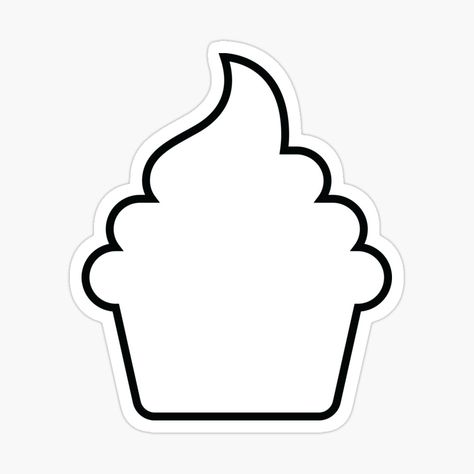 Cute cupcake outline sticker for a sugar addict. Cupcake Outline Templates, Cupcake Line Drawing, Cupcake Outline, Cupcake Template, Easy Applique, Sweets Clipart, Cupcake Png, Sugar Addict, Cupcake Clipart