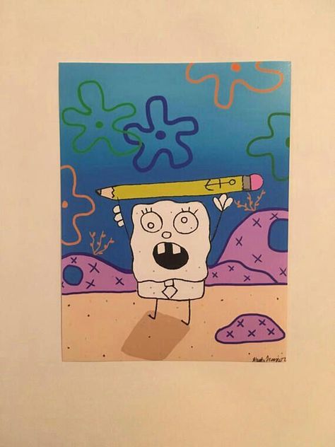 Mais ideias :) | Spongebob painting, Small canvas art, Cute canvas paintings Painting Spongebob, Doodle Bob, Doodles Bonitos, Spongebob Painting, Drawing Photo, Trippy Painting, Posca Art, Simple Canvas Paintings, Easy Canvas Art