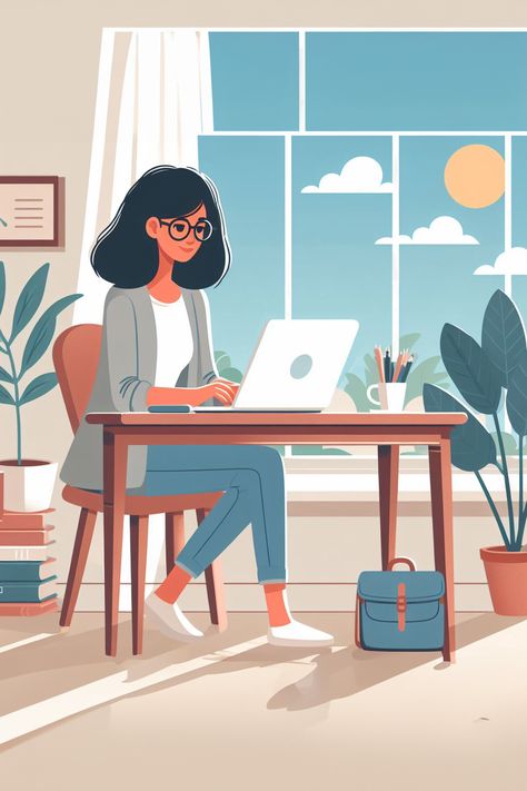 Woman working at desk illustration  #wprime #wprimewebagency #illustration #womanillustration Woman Working Illustration, Working At Desk Illustration, Working On Laptop Illustration, Woman Working At Desk, Animation Pic, Desk Illustration, Woman Working On Laptop, Laptop Drawing, Laptop Illustration