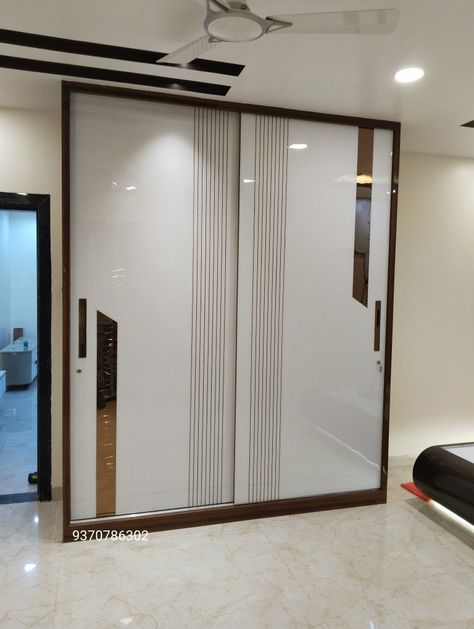 Full height door sliding Slider Wardrobe Laminate Design, Slide Almari Design, Bedroom Wardrobe Sliding Doors, Sliding Door Wardrobe Designs Luxury, Sliding Wardrobes For Bedrooms, Wardrobe Door Design Modern, Slider Door Design, Sliding Wardrobe Laminate Design Modern, Sliding Almirah Designs