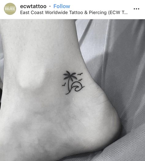 Beach Scene Tattoo, Tattoos Beach, Worldwide Tattoo, Beachy Tattoos, Beach Tattoos, Hawaii Tattoos, Scene Tattoo, Sunset Tattoos, Mommy Tattoos