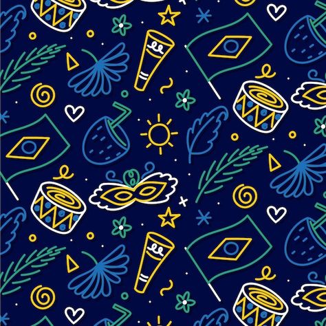 Iphone Wallpaper Ios 11, Carnival Pattern, Brazilian Carnival, Social Media Drawings, Iphone Wallpaper Ios, Texture Inspiration, Vector Hand, Moleskine, Vector Pattern