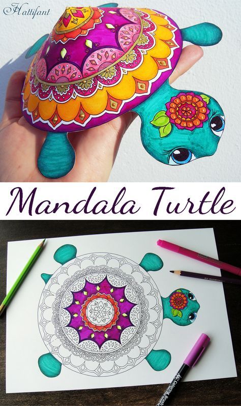 Turtle Printable, Mandala Turtle, Turtle Crafts, Diy Summer Crafts, Travel Crafts, Diy Event, Rare Species, Learn Crafts, Family Crafts