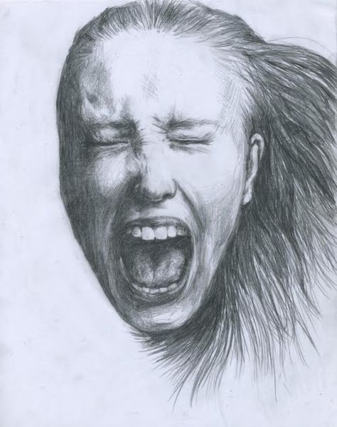 Screaming girl sketch Girl Screaming Drawing, Girl Screaming, Screaming Drawing, Screaming Girl, Witches Coven, Sunflower Drawing, Painting Series, Drawing Faces, Wolf Drawing