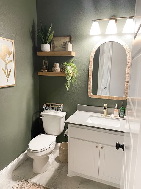 Bathroom Redecorating, Half Bathroom Remodel, Half Bathroom Decor, Green Bathroom Decor, Restroom Decor, Bathroom Redesign, Guest Bathrooms, Half Bathroom, Basement Bathroom