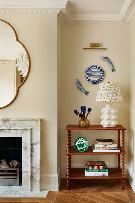 Tour A Characterful Kensington Townhouse | SheerLuxe Kensington Townhouse, City Breaks Europe, French Family, Types Of Weaving, Long Sofa, Blues And Greens, Inviting Home, Curved Sofa, Vintage Tapestry