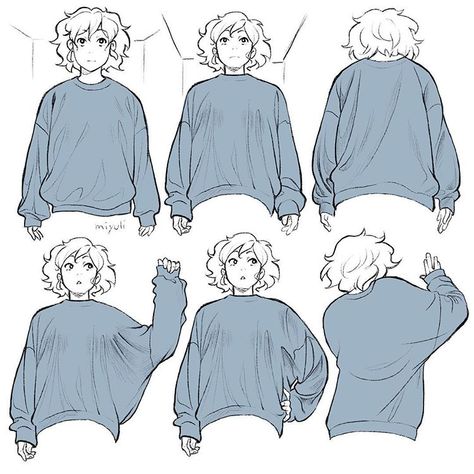 Love sweater fashion 💕 #drapery #study Výtvarné Reference, Desen Anime, Different Poses, Drawing Anime Clothes, 캐릭터 드로잉, 인물 드로잉, Anime Drawings Tutorials, Anime Poses Reference, Drawing Base