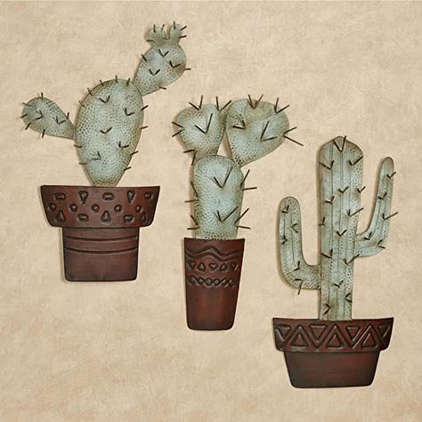 Metal Cactus, Southwest Wall Art, Arizona Decor, Potted Cactus, Cactus Wall, Wall Art Green, Cactus Wall Art, Cactus Design, Art Green