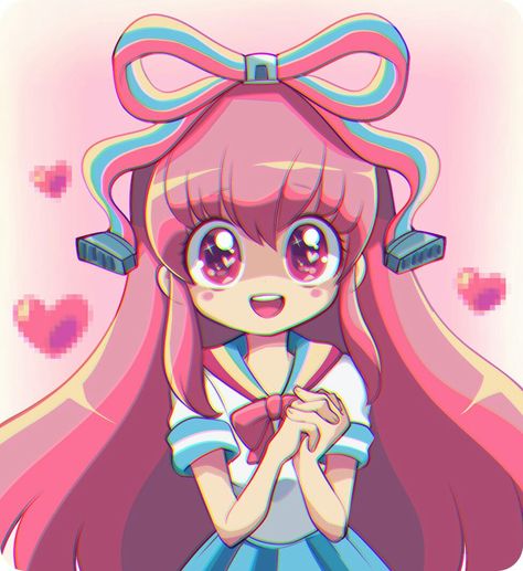 Interlocked Fingers, Giffany Gravity Falls, Desenhos Gravity Falls, Gravity Falls Art, Background Pink, Rosy Cheeks, Open Mouth, Very Long Hair, Happy Heart