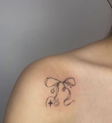 bow tattoo Heart Ribbon Tattoo, Tattoo Lace, Soft Tattoo, Cute Tats, Ribbon Tattoos, Small Pretty Tattoos, Bow Tattoo, Cute Little Tattoos, Cute Tiny Tattoos