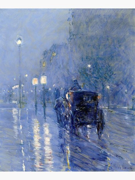 "Childe Hassam - Rainy Midnight" Mounted Print by Monetlover | Redbubble Rainy Midnight, Childe Hassam Paintings, Frederick Childe Hassam, American Impressionism, Childe Hassam, Rainy Night, Paul Cezanne, Paul Gauguin, Pierre Auguste Renoir