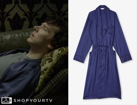 Sherlock: Season 1 Episode 3 Sherlock’s Blue Striped Dressing Gown Sherlock Fashion, Sherlock Outfit, Sherlock Season 1, Escape The Night, 90 Day Fiance, Blue Striped Dress, Eva Longoria, Sherlock Bbc, Dressing Gown