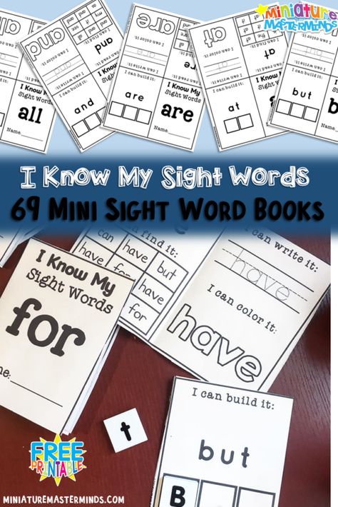 Sight Word Practice For Kindergarten and First Grade Mini Books Set #1 – Miniature Masterminds Sight Word Booklets, Tutoring Ideas, Practice Sight Words, Preschool Sight Words, Printable Things, Sight Word Books, Sight Words Printables, Reading Tutoring, Homeschooling Tips