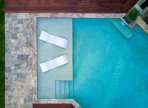 Large Tanning Ledge Pool, Geometric Pool With Tanning Ledge, Rectangle Gunite Pool With Tanning Ledge, Baja Shelf Pool Ideas, Small Pool With Tanning Ledge, L Shaped Pool With Tanning Ledge, Pool With Ledge, Rectangle Pool With Tanning Ledge, Baja Shelf Pool