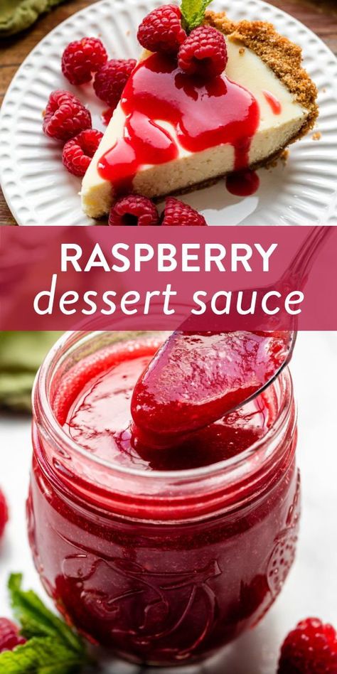 Make easy raspberry sauce to drizzle over desserts or breakfast with this simple 3-step recipe. You can use fresh or frozen raspberries. #raspberries #dessert #easyrecipes Fresh Raspberry Recipes, Raspberry Sauce Recipe, Raspberry Dessert, Raspberry Desserts, Dessert Sauce, Frozen Raspberries, Raspberry Recipes, Raspberry Sauce, Berries Recipes