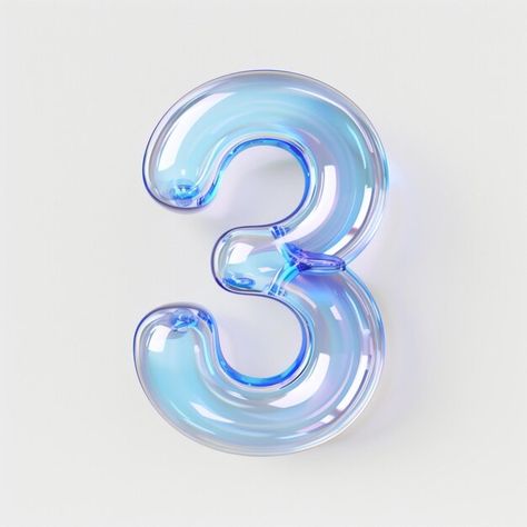 3d Number Design, Numbers Design Art, Number 3 Aesthetic, Numbers Graphic Design, Ar Poster, Number Icon, Number Typography, Rainbow Products, Creative Digital Art