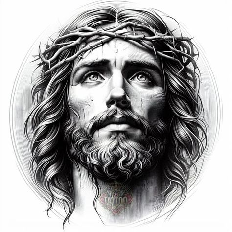 Religous Tattoo Drawing, Jesus Tattoo Stencil, Half Lion Half Jesus Face Tattoo, Jesus 3d Tattoo, Jesus Face Tattoo, Jesus Tattoo On Arm, Jesus Face Tattoo Design, Jesus Hand Tattoo, Dragon Koi Tattoo Design