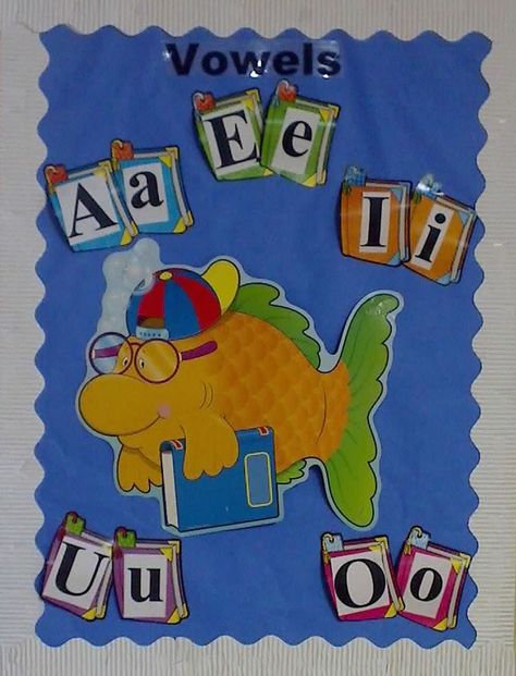 Vowels - fish Classroom Bulletin Boards Elementary, Fish Ideas, Primary Activities, Education Organization, Classroom Bulletin Boards, Education Motivation, Math Videos, Education Kindergarten, Elementary Science