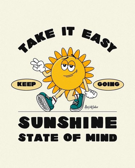 Sunshine State Of Mind, Sunshine State, Blended Coffee, Take It Easy, Ink Illustrations, Illustration Artists, State Of Mind, Retro Poster, Graphic Poster