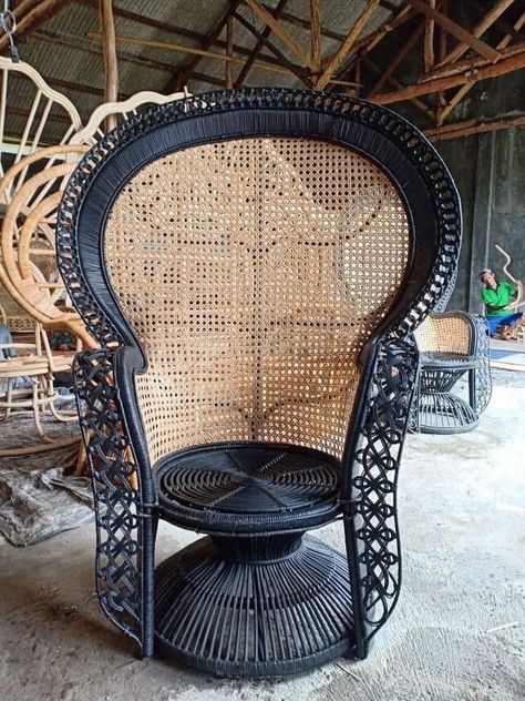 Black Peacock Chair, Tropical Maximalism, Peacock Chair Decor, Rattan Peacock Chair, Upcycle Chair, Wicker Peacock Chair, Peacock Chairs, King Chair, Wicker Armchair