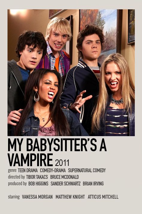 minimalistic polaroid poster made by @wcnderlcnd (me) Netflix Show Posters, Vintage Tv Show Posters, Disney Channel Posters, Channel Poster, Simplistic Posters, Disney Channel Aesthetic, Vampire Poster, My Babysitters A Vampire, Tv Show Posters