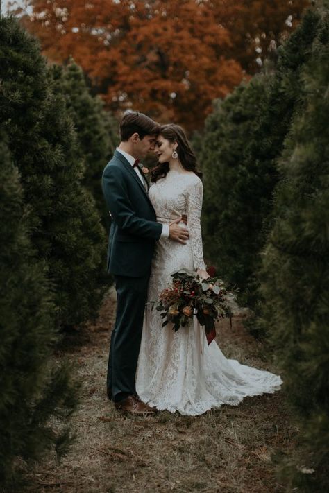 2k7a7140 Christmas Tree Farm Wedding, Tree Farm Wedding, Autumn Elopement, Rustic Wedding Decorations, Wedding Photography Tips, Fall Weddings, Tree Farm, Christmas Tree Farm, Elopement Inspiration