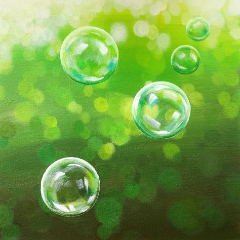 Blurry Painting Tutorial, Blurry Background Painting, Painting Bubbles Watercolor, Bubble Painting Ideas, Bokeh Background Painting, Acrylic Bubble Painting, Bubbles Painting Tutorial, Painting Bubbles Acrylic, Easy Background Painting