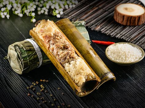 Rice And Pork, Stuffed Bun, Bamboo Food, Bamboo Rice, Native Foods, China Food, Kunming, Kitchen Design Open, Sanya