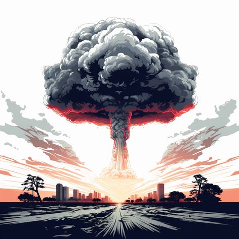 Mushroom Cloud Illustration, Mushroom Cloud Drawing, Mushroom Cloud Art, Mushroom Cloud Tattoo, Refugees Art, Cloud Tattoo Design, Animation Drawing Sketches, Mushroom Cloud, Drawing Scenery