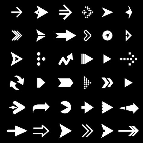 Collection of white and black arrow dire... | Premium Vector #Freepik #vector #arrow-button #arrow #arrow-line #round-arrow Aesthetic Arrow, Arrow Typography, Arrow Ideas, Graphic Arrow, Arrow Silhouette, Round Arrow, Uxui Design, Dingbats Fonts, Arrows Design