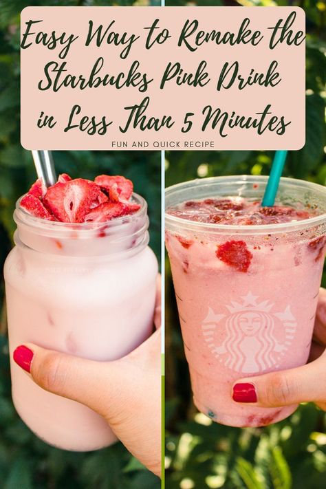 Starbucks Pink Drink Recipe, Pink Drink Starbucks, Easy Drinks To Make, Starbucks Fall Drinks, Starbucks Pink Drink, Pink Drink Recipes, Drinks Starbucks, Fall Drink Recipes, Drinks To Make