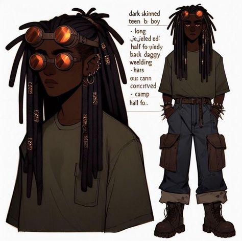 Dreads Character Design, Black Guy Oc, Oc Art Character Design Male, Himbo Character Design, Dreadlocks Drawing, Black Oc Male, Black Character Design Male, Black Male Oc, Black Male Character Design