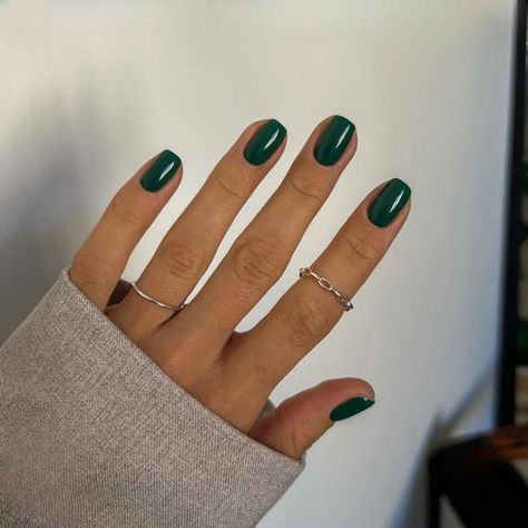 Shimmery Nails, Square Oval Nails, Green Press On Nails, Short Oval Nails, Dark Green Nails, Short Nail Manicure, Short Fake Nails, Nail Prices, Press On Nails Short