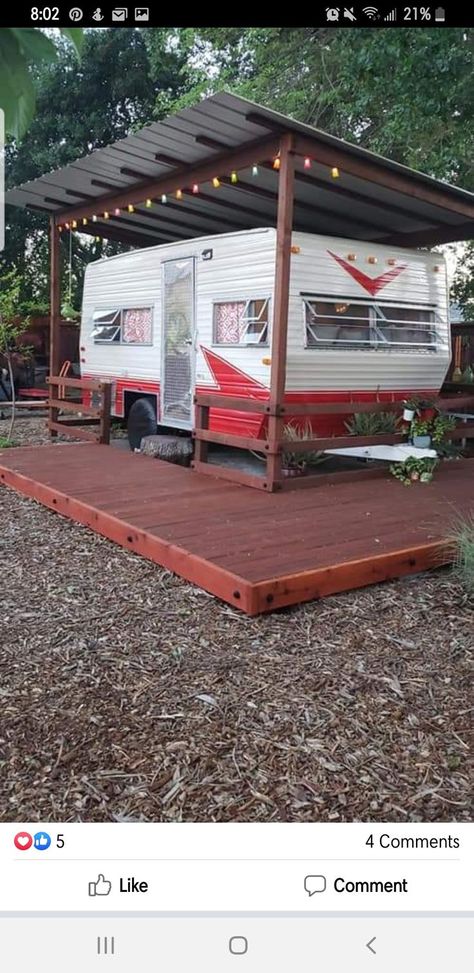 Porch For Camper, Rv Carports, Outdoor Living Deck, Tiny House Camper, Camper Trailer Remodel, Vintage Camper Remodel, Diy Camper Remodel, Rv Homes, Camper Remodel