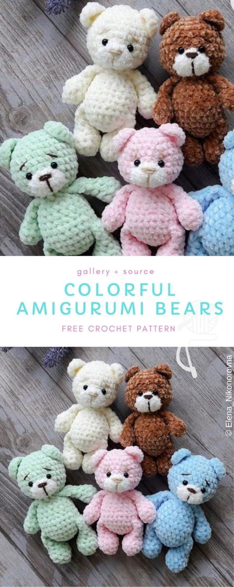 Colorful Amigurumi, Toys Quotes, Soft Amigurumi, Teddy Crochet, Crochet Stuffies, Bear Patterns, Crochet Bear Patterns, Miniature Crochet, Easy Crochet Animals