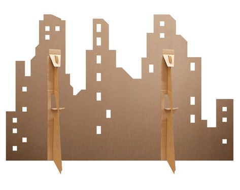 Rear of City Skyline Silhouette Cardboard Cutout / Standee Cardboard City, City Skyline Silhouette, Skyline Silhouette, City Silhouette, City Scape, Circle Light, Parade Float, Cardboard Cutouts, Cardboard Cutout