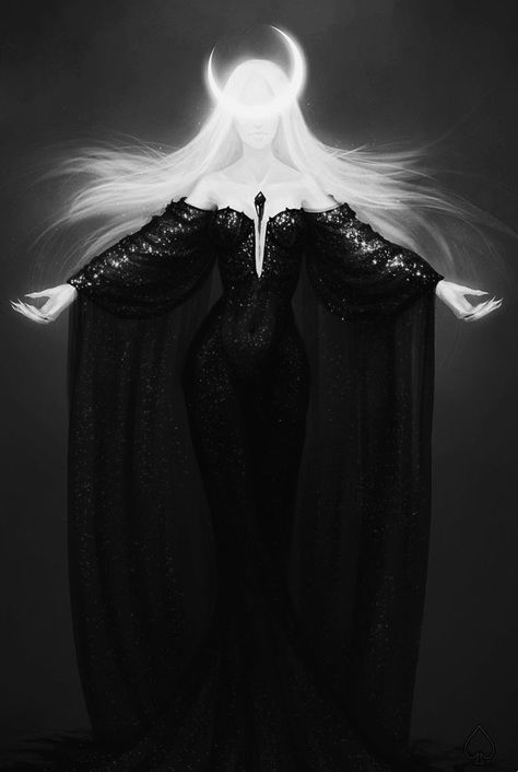 Faceless Goddess Fantasy Art, Nott Goddess, Nyx Goddess Aesthetic, Nyx Goddess Art, Dark Goddess Aesthetic, Moon Mythology, Dark Goddesses, Nyx Goddess, Dark Fae