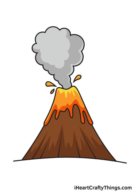 About Volcano, Volcano Drawing, Volcano Pictures, الكوارث الطبيعية, Cool Easy Drawings, Cute Sketches, Drawing Activities, Easy Drawings Sketches, Cute Cartoon Drawings