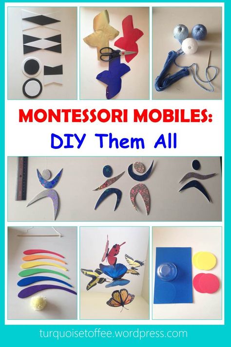 Montessori Mobiles: DIY Them All…All parents want to give their baby the best start in life. We go to great lengths to give them only the purest food, the safest cribs, the softest blankets,… Montessori Mobile Diy, Mobiles Diy, Montessori Newborn, Stages Of Baby Development, Diy Montessori Toys, Montessori Mobile, Montessori Nursery, Montessori Diy, Baby Montessori