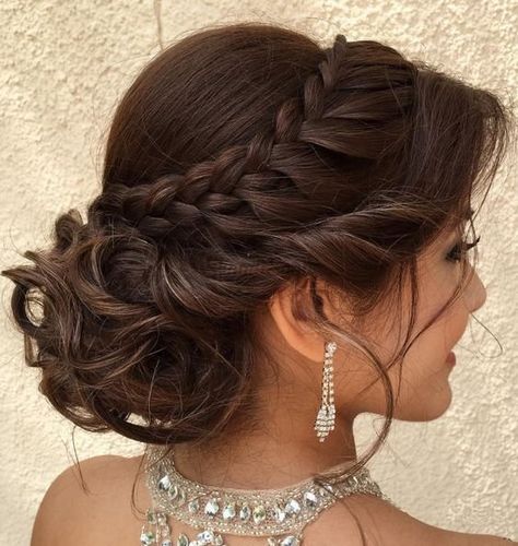 Formal Hairstyles For Long Hair, Engagement Hairstyles, Bridal Hair Buns, Quinceanera Hairstyles, Braided Bun Hairstyles, Quince Hairstyles, Peinados Recogidos, Bun Hairstyle, Hair Bridesmaid