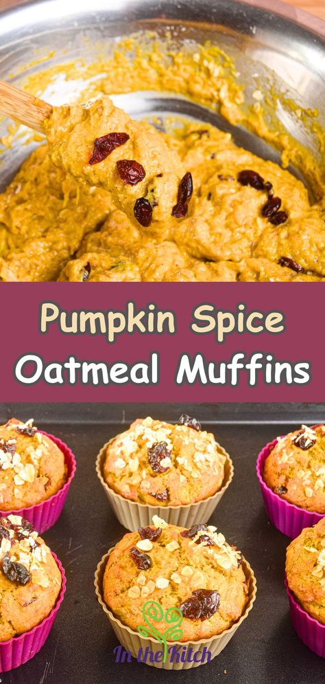 Pumpkin Spice Oatmeal Muffins - In the Kitch Bread With Oats, Muffins From Scratch, Pumpkin Cranberry Muffins, Spice Oatmeal, Pumpkin Spice Oatmeal, Pumpkin Oatmeal Muffins, Pumpkin Peel, Pumpkin Spice Bread, Pumpkin Pie Spice Mix