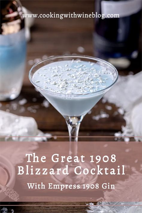 This beautiful winter cocktail will make you smile on the coldest of nights! We know you will love this recipe for The Great 1908 Blizzard Cocktail! The white chocolate liqueur balances perfectly with the striking Empress 1908 Gin, bringing just the right amount of sweetness to balance the lovely botanicals in the gin. Winter Beverages, Empress Gin, Empress 1908 Gin, Magical Food, White Chocolate Liqueur, White Chocolate Shavings, Winter Cocktail, Holiday Cocktail Party, Chocolate Liqueur