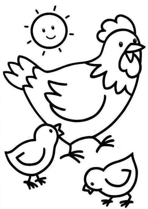 Free & Easy To Print Chicken Coloring Pages - Tulamama Dinosaur Colouring In Free Printable, Chicken Coloring Pages, Farm Coloring Pages, Chicken Coloring, Farm Animal Coloring Pages, Coloring Page Ideas, Coloring Pages For Boys, Easy Coloring Pages, Animal Coloring Books