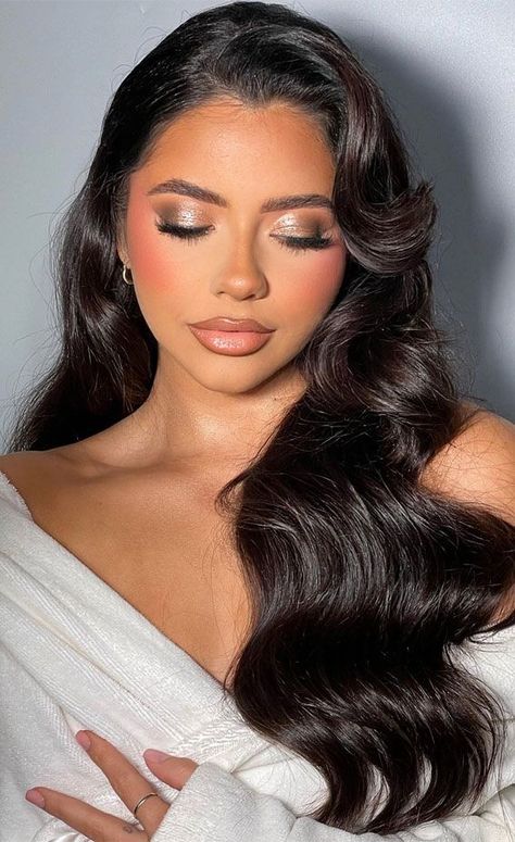 Soft Makeup Inspirations for Special Moments : Hollywood Glam #makeuptutorial #makeup #beauty #макияж #eyemakeup #подводка Latina Bridal Makeup, Maternity Photoshoot Makeup, Full Glam Bridal Makeup, Makeup Ethereal, Makeup For Women Over 50, Makeup Ideas Looks, Elegance Makeup, Occasion Makeup, Pageant Makeup