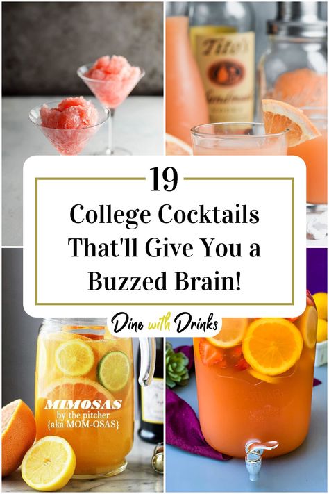 Collage of 4 college cocktails. Pre Game Drinks Alcohol, College Cocktail Recipes, Pregame Drinks Alcohol, College Drinks Alcohol, College Cocktails, College Party Drinks, Pregame Drinks, College Drinks, Easy To Make Cocktails